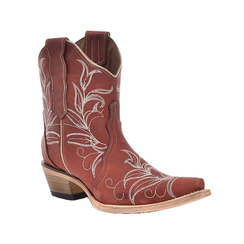 CIRCLE G WOMEN'S RED EMBROIDERED ANKLE WESTERN BOOT - L6124