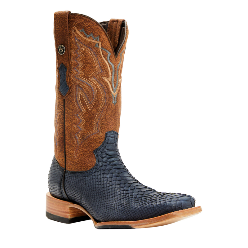 TANNER MEN'S PYTHON NOBUCK BLUE WESTERN BOOT - TMX208030