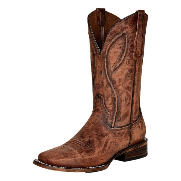 CIRCLE G BY CORRAL MEN'S COGNAC EMBROIDERY SQ TOE WESTERN BOOTS - L5953