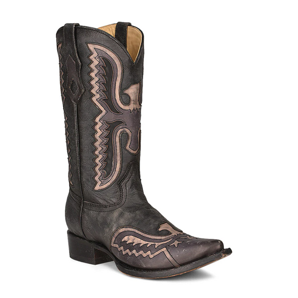 CORRAL MEN'S BLACK EAGLE INLAY WESTERN BOOTS - C3988