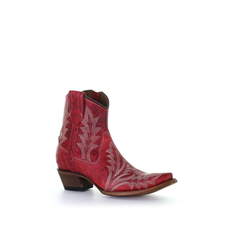 CIRCLE G BY CORRAL WOMAN'S RED EMBROIDERY ANKLE WESTERN BOOTS - L5704