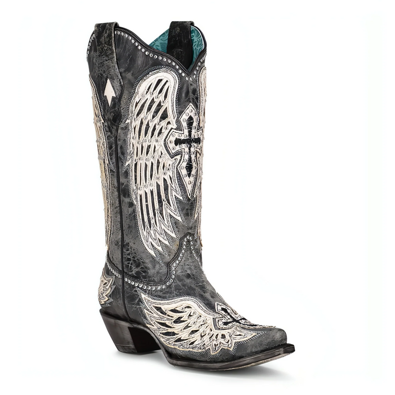 CORRAL WOMEN'S BLACK CROSS AND WINGS WESTERN BOOT - A4232