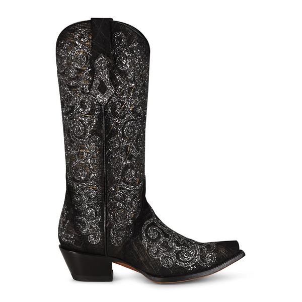 CORRAL WOMEN'S BLACK OVERLAY EMBROIDERY WESTERN BOOTS - C3776