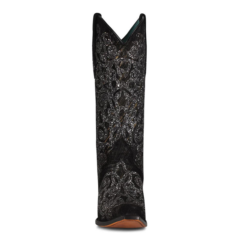 CORRAL WOMEN'S BLACK OVERLAY EMBROIDERY WESTERN BOOTS - C3776