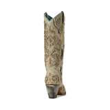 CORRAL WOMEN'S BEIGE DISTRESSED GLITTER INLAY & EMBROIDERY WESTERN BOOTS - A4345