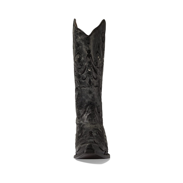 CIRCLE G WOMEN'S BLACK & GREY EMBROIDERY STUDDED WESTERN BOOT - L5936