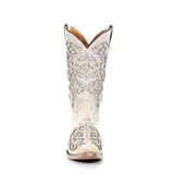 CORRAL KIDS WHITE GLITTER INLAY WESTERN BOOTS - T0021