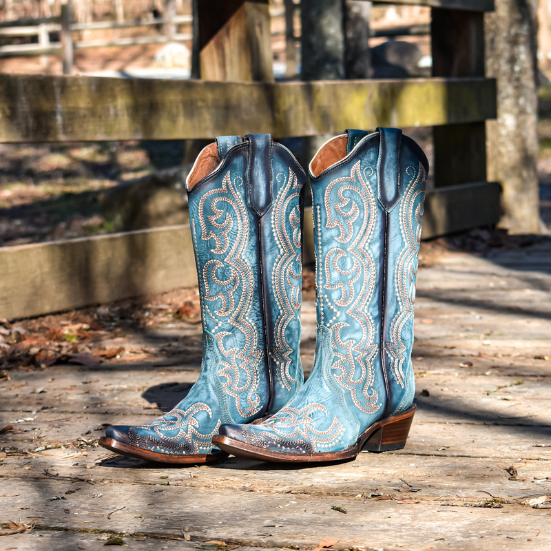 CIRCLE G BY CORRAL WOMEN S BLUE JEAN EMBROIDERY WESTERN BOOTS