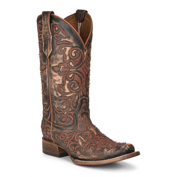 CIRGLE G BY CORRAL WOMEN'S DARK BROWN EMBROIDERY SQUARE TOE WESTERN BOOT - L5794