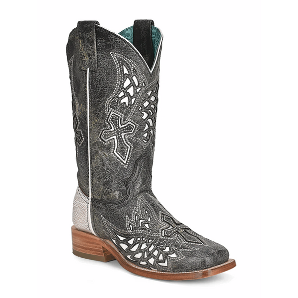 CORRAL WOMEN'S INLAY & EMBROIDERY SQ TOE WESTERN BOOTS - A4333