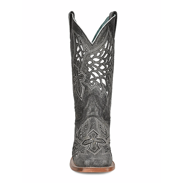 CORRAL WOMEN'S INLAY & EMBROIDERY SQ TOE WESTERN BOOTS - A4333