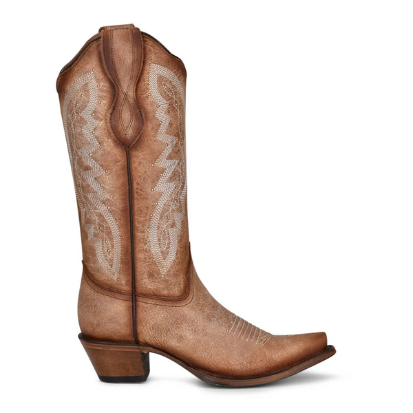 CORRAL WOMEN'S BROWN EMBROIDERY STUD WESTERN BOOTS - L2041