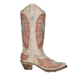 CORRAL WOMEN'S STUDDED BONE HEART AND WINGS OVERLAY WESTERN BOOT - A4236