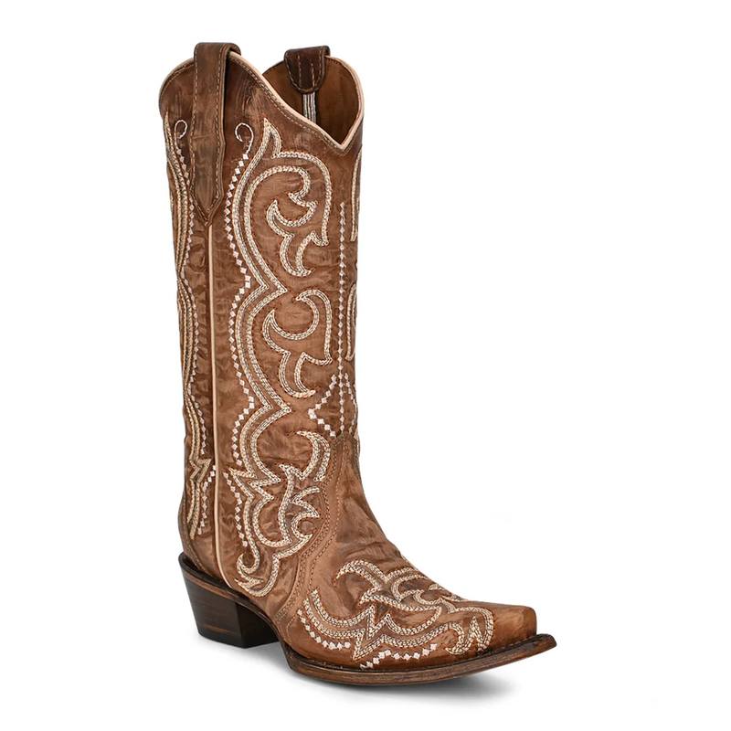 CIRCLE G BY CORRAL WOMEN'S BROWN SEQUENCE EMBROIDERY WESTERN BOOTS - L5893