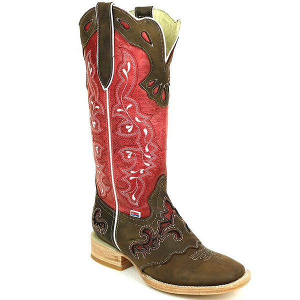 ROCKIN' LEATHER WOMEN'S TALL DISTRESSED BROWN/RED BOOT- 2180