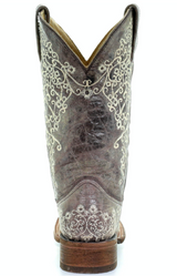 CORRAL WOMEN'S BROWN CRATER BONE EMBROIDERY SQUARE TOE BOOT- A2663