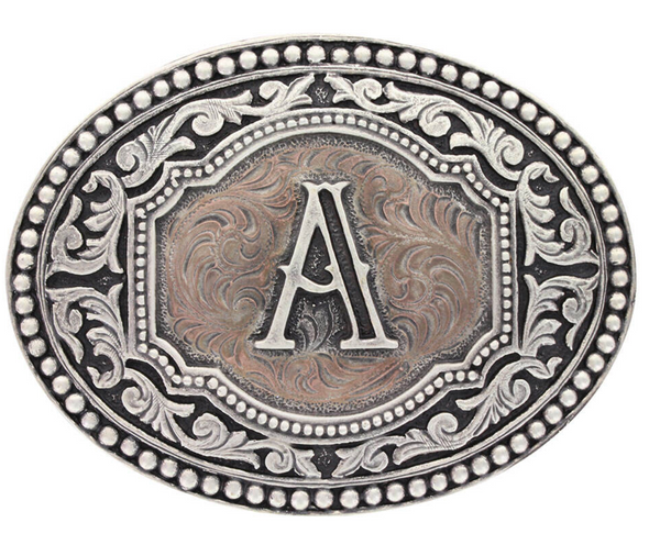 MONTANA AB-SILVER & COPPER INITIAL BUCKLE- A518