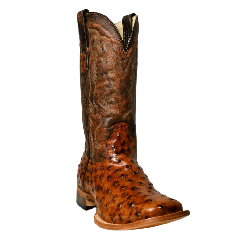 COWTOWN MEN'S COGNAC OSTRICH PRINT BOOTS - Q6064