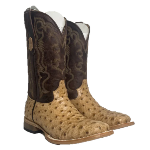 COWTOWN MEN'S CAMEL OSTRICH PRINT BOOTS - Q6077