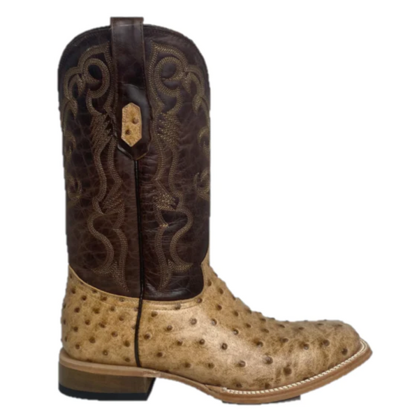 COWTOWN MEN'S CAMEL OSTRICH PRINT BOOTS - Q6077