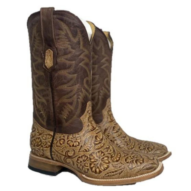 COWTOWN MEN'S ORYX HAND FLORAL TOOLED BOOT- Q6152